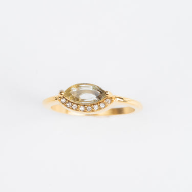 Anillo de acero inoxidable con chapa de oro y zirconias