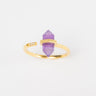 Anillo dorado de plata con chapa de oro, cuarzo y zirconias