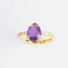 Anillo de plata con chapa de oro, cuarzo y zirconias.
