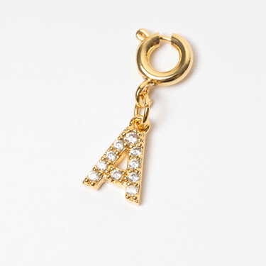 Letra con broche de acero inoxidable y zirconias
